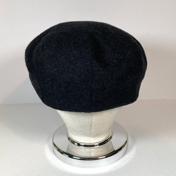 Cavanagh Black Newsboy Cap Hat, Size Large, Wool Blend Ear Flaps Snap Brim Italy - Picture 5 of 8